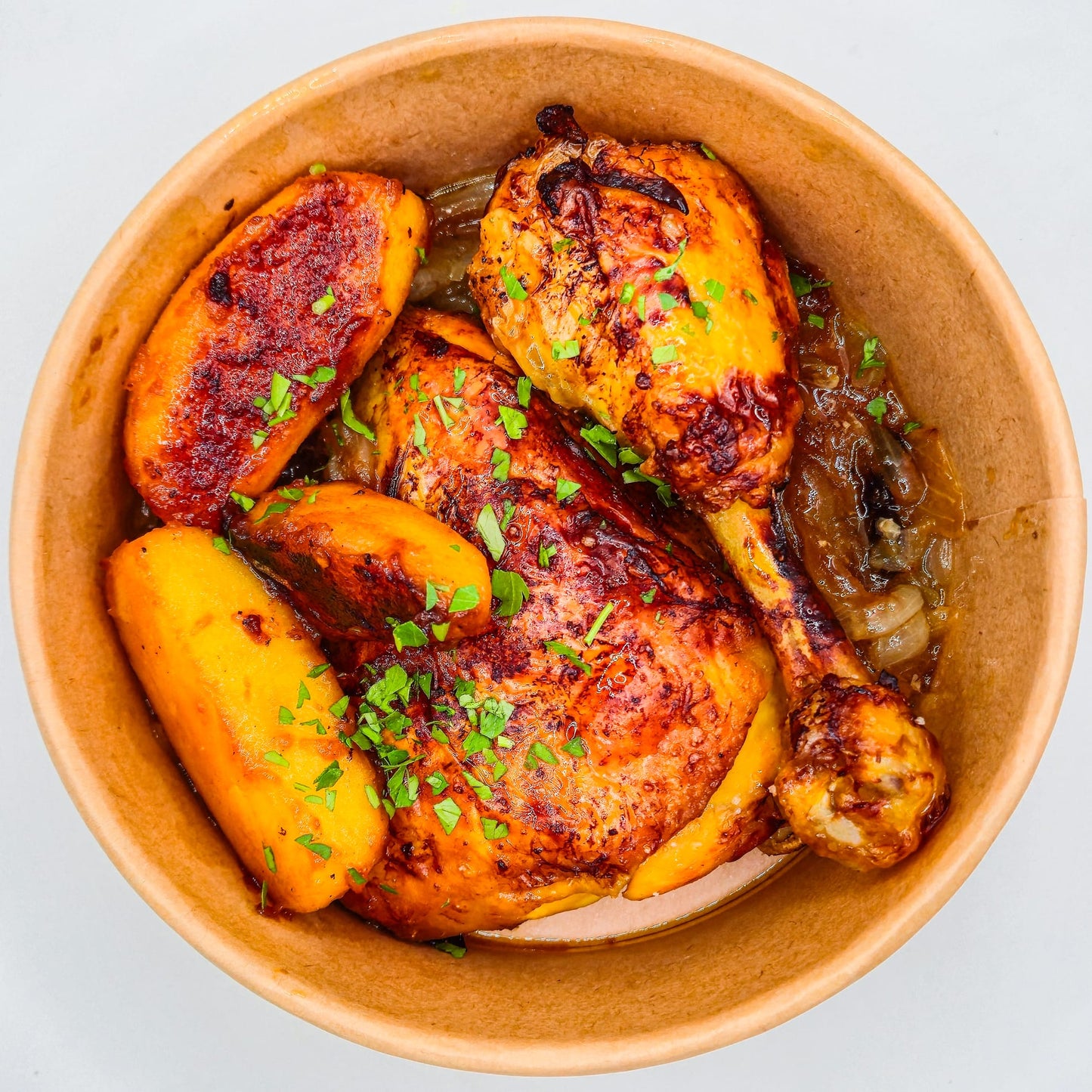 POLLASTRE AL FORN AMB POMA CARAMELITZADA